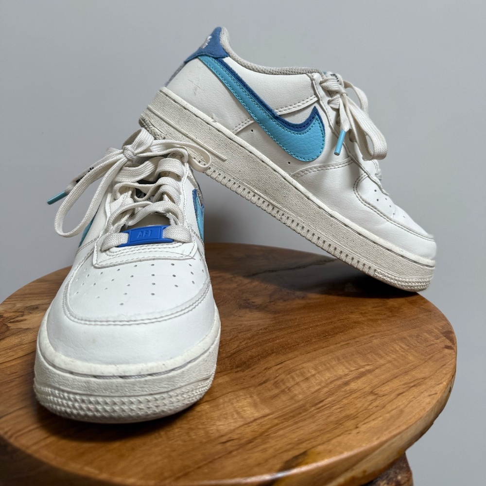 White and Blue Nike Sneakers